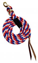 Showman  8' red, white, and blue poly lead rope with removable brass snap
